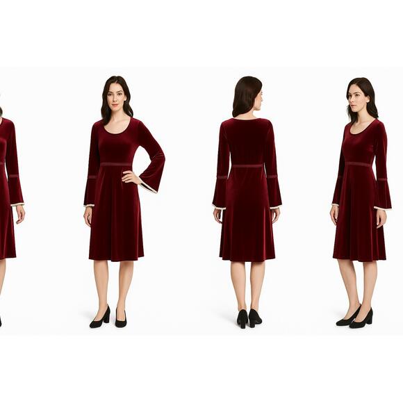 Dresses & Skirts - Banned Apparel Eggplant Velvet Lace Trim Bell Sleeves Dress Size Large